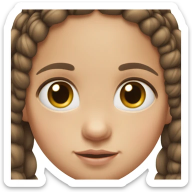 baby girl with super straight brown pigtails on top of head,  big dark brown eyes and pale white fair skin no braids sticker