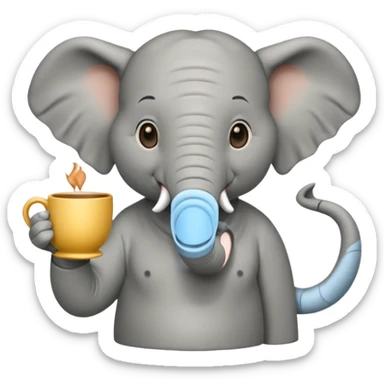 elephant with tea cup sticker