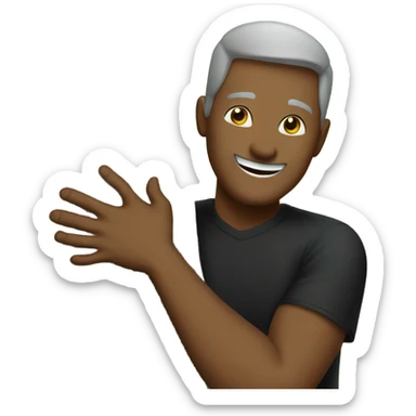 smiling man in black shirt hugging tree sticker