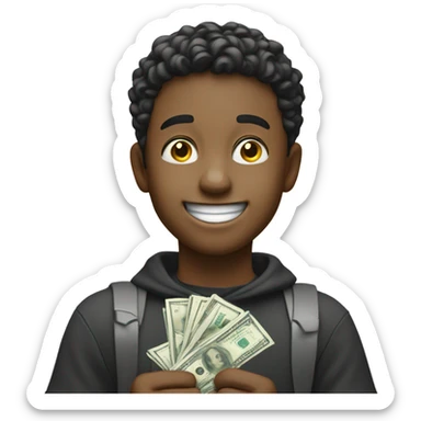 happy moments of a boy with money  sticker