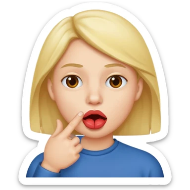 A lip biting with a finger in the mouth sticker