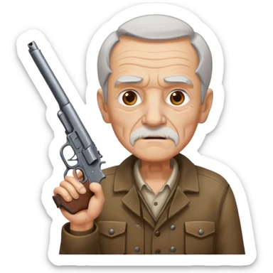 Make a emoji of a old man with a gun sticker