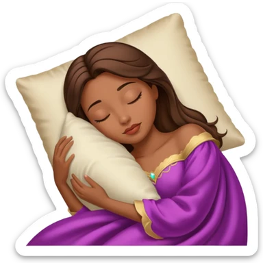 sleeping beauty brunette brown girl with a silk pillow sticker