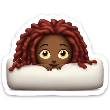 Chocolate tone Lady with red dreadlocks laying on stomach in bed watching tv sticker