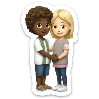 boy and girl cuddling white sticker