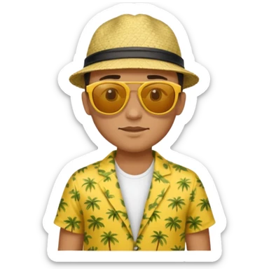 fotographer with yellow patterned summer clothes and sun glasses sticker