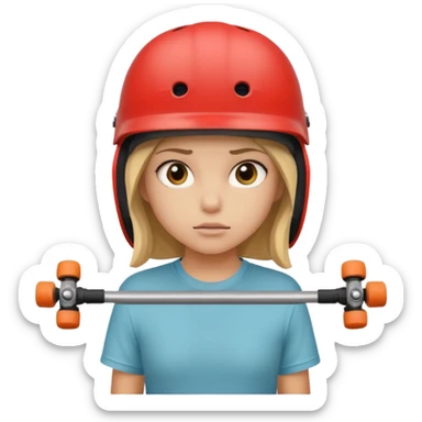 skateboarder girl mugshot with helmet sticker