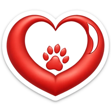 heart with a paw print and a moon sticker