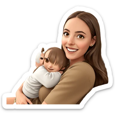 smiling girl with brown hair sticker