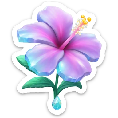 Opal crystal hibiscus flower sticker