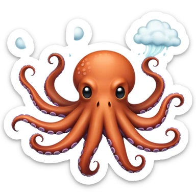 A sneezing octopus shooting ink clouds  sticker