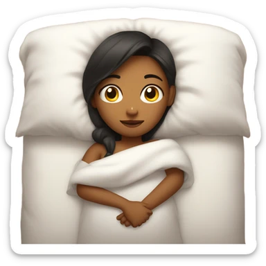 Girl cuddled in bed sticker