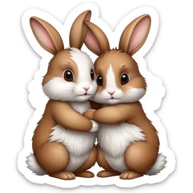 two rabbits hugging sticker