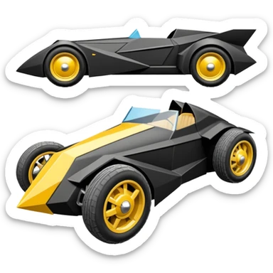  the animated series aerodynamic futuristic Batmobile loosely based on 1936 school bus (flat long straight faceted mechanical body) stealthy town hot rod sand racing buggy  sticker