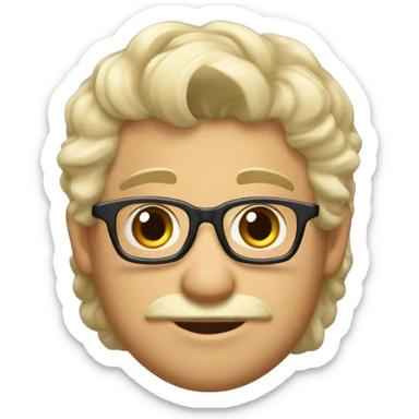 estudiante de enseñanza media, alumno hombre medianamente alto, tez blanca, de cabello corto rubio con rizos y cejas rubias, sin lentes  sticker