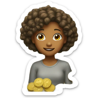 girl in the bunch of coins sticker