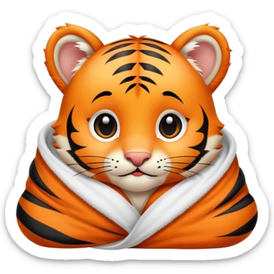 Cute, Disney-style baby tiger cozy in blanket sticker