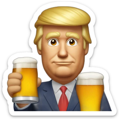 Donald trump qui fait un clin d'œil en buvant une bière sticker