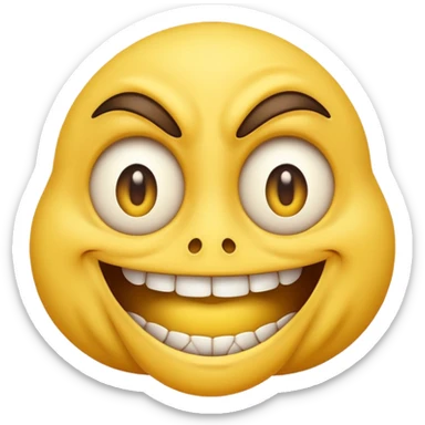 freaky emoji with a twisted smile and bulging eyes sticker