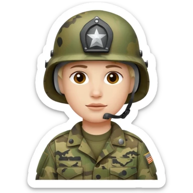 make a brave US soldier with white and natural skin like a human sticker