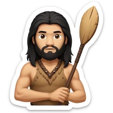 CAVERNÍCOLA con su palo en la mando y recargado en el hombro  sticker