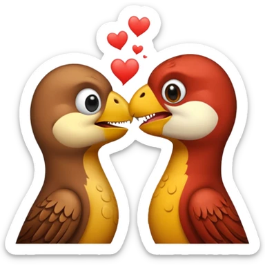 A sparrow kiss a trex sticker