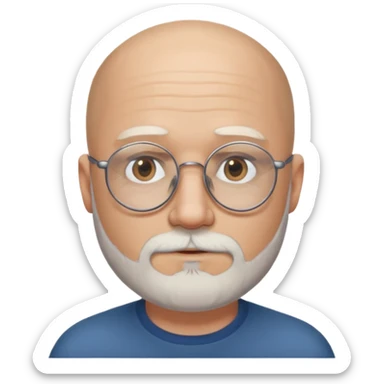 Homem com 50 anos careca com barba branca aparada e com óculos redondos  sticker