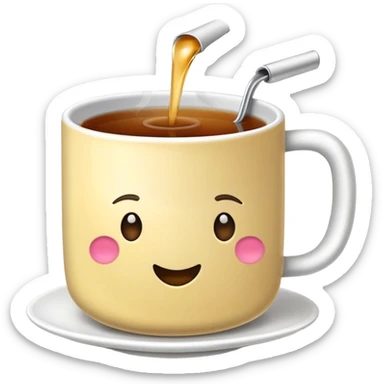 Una taza de té donde se vea el cordón de la bolsita colgando sticker