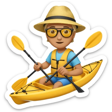 Yellow sea kayak with male paddler sticker