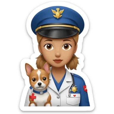 military girl, a medic with a small dog sticker