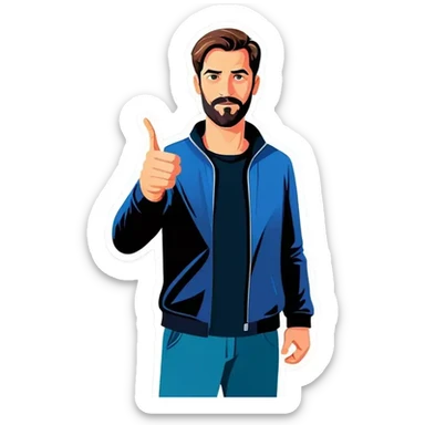 Mann, wir beide Arme in die Luft hält und dabei einen Stecker in der Hand hält sticker