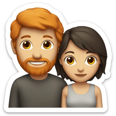 A couple containing a ginger man and a dark haired girl sticker