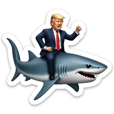 Trump riding a shark sticker