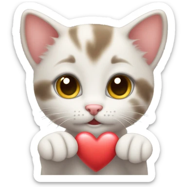 cute kitten shows heart sticker