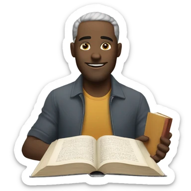 white men chilling with book sticker