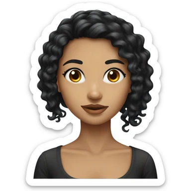 a pretty girl with long black permed hair sticker