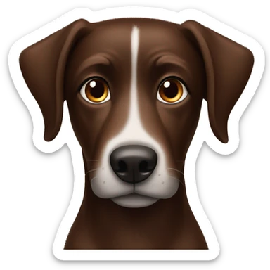 Dark brown dog with one ear half up and one ear down with a long snout sticker
