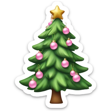 christmas tree with baby pink decorations sticker