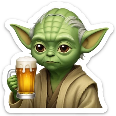 Yoda avec une bierre sticker