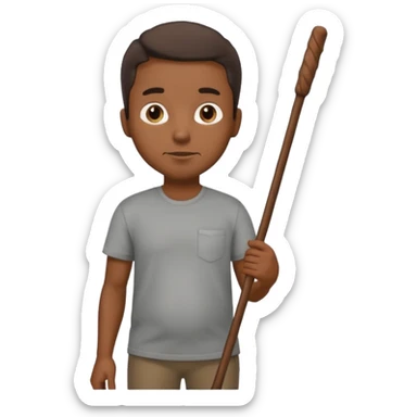 Black man holding a long brown stick by his stomach sticker