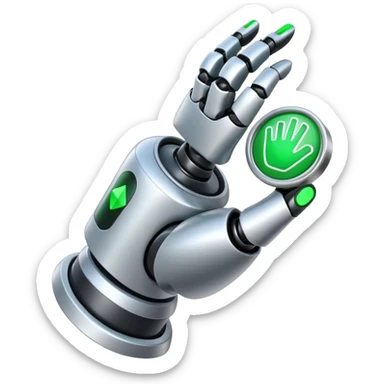 robot hand clicking a checkmark on a web page sticker