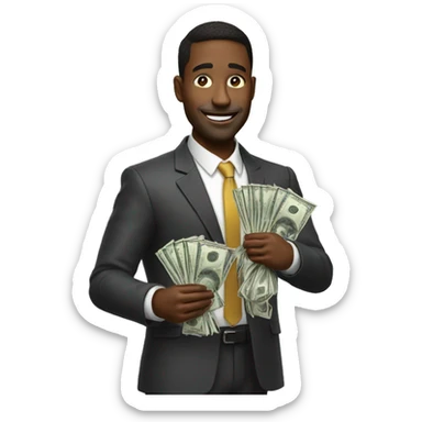 investor with money in hand (realistic) sticker