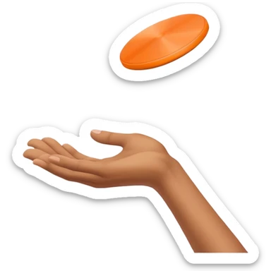 hands catching a flying frisbee, fun and dynamic sticker
