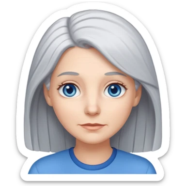 white female grey hair all one length sticker