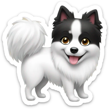 Japanese spitz dog hug black hair gril sticker