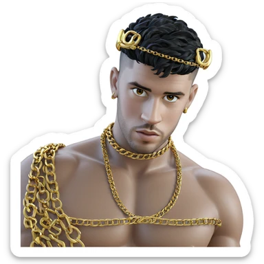gold chain necklace portrait sticker