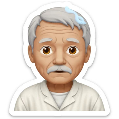 An old man made out of clay and wearing a white nightgown sticker