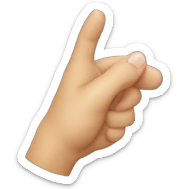 Thumb, pointer, and middle finger making an L sticker