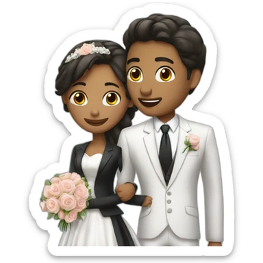 Two girls Just married in love one wearing a suit sticker