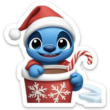 Stitch Christmas with hot cocoa  sticker